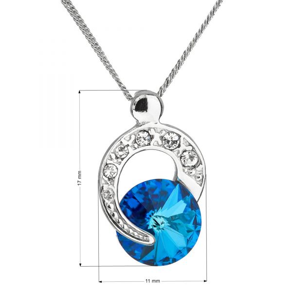 Stříbrný náhrdelník s krystalem Swarovski modrý kulatý 32048.5, ryzost 925/1000, galerie